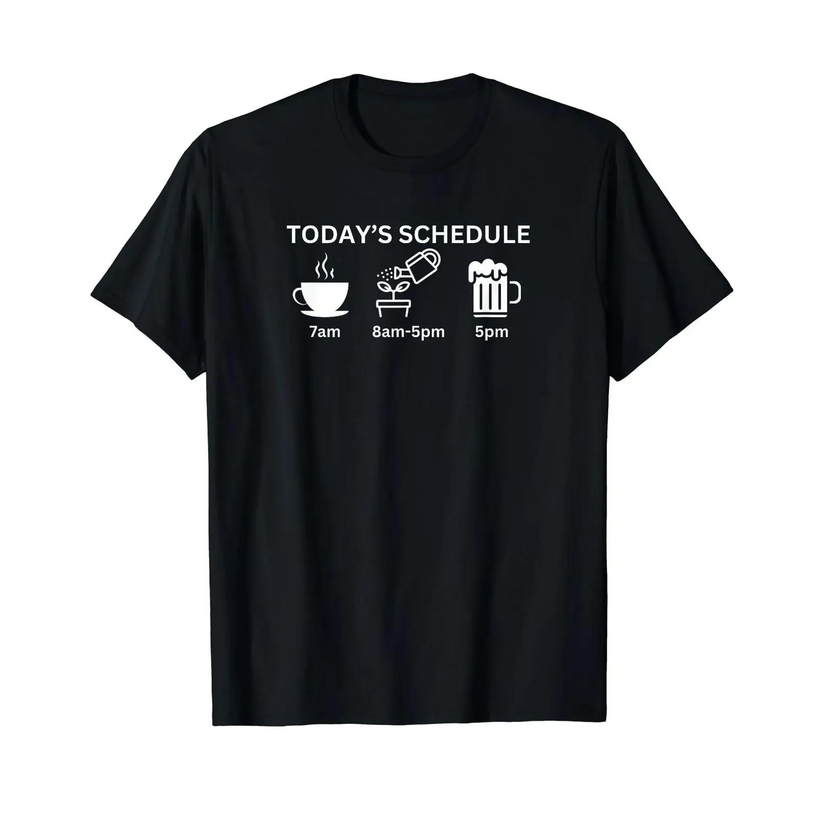 Funny today's schedule coffee garden beer t shirt vintage Washed Slightly Casual Unisex Top For Everyday Wear streetwear Soft