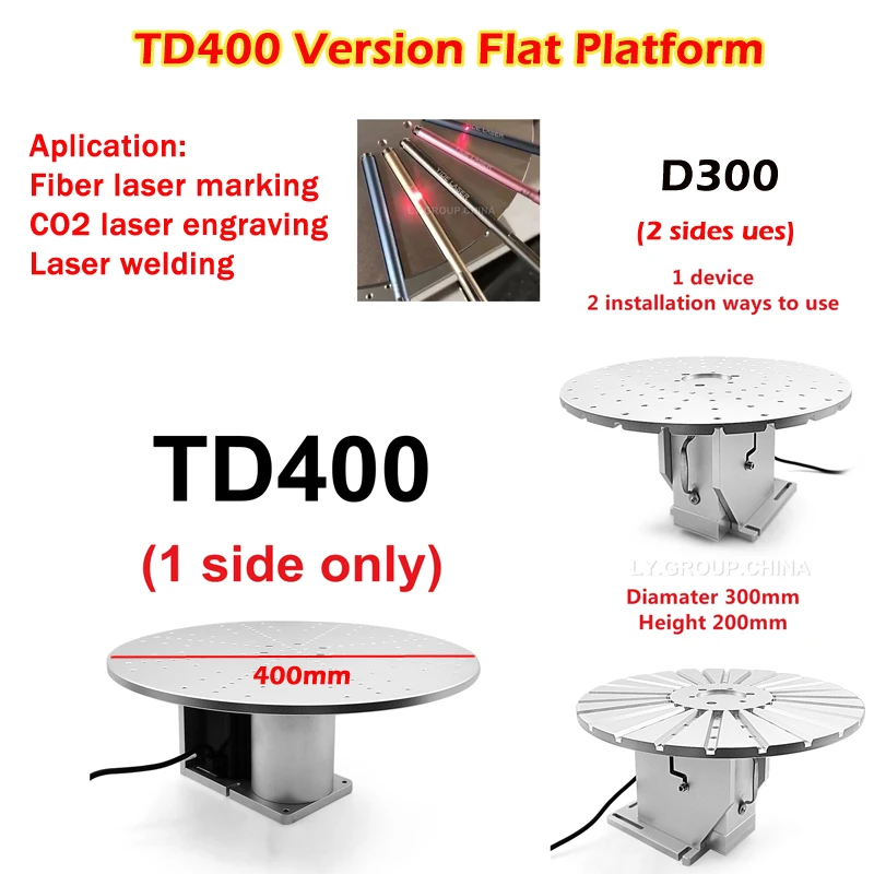 

TD400 Волоконно-лазерное круглое колесо, вращающаяся ось, диаметр 400 мм, D300, гравировальная маркировочная машина для резьбы, используется для наконечника припоя ручки, 2 стороны