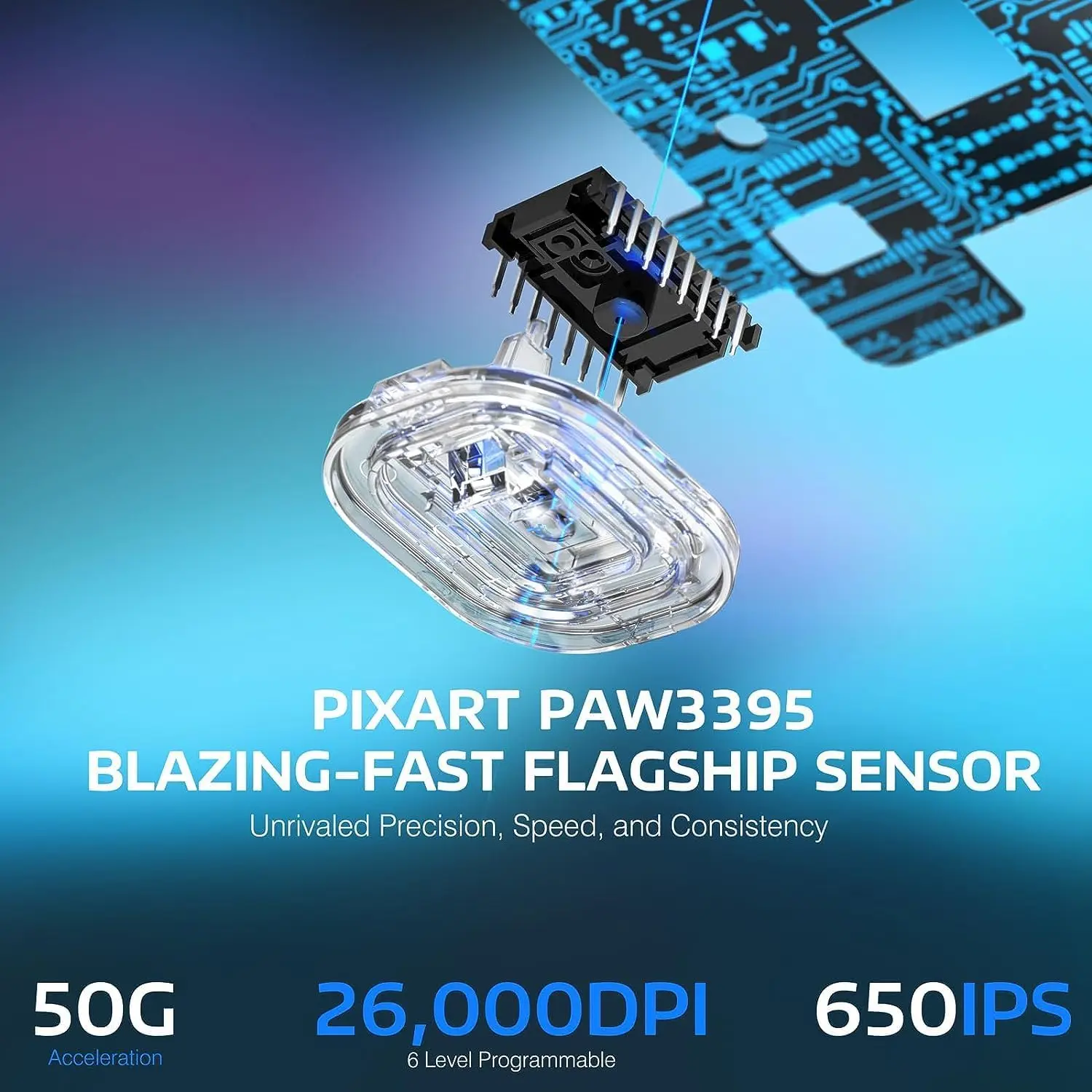 ATTACK SHARK X3 Mouse da gioco wireless leggero, trimodale 49 g, sensore DPI PAW3395 26K, durata della batteria 200 ore, 5 pulsanti programmabili
