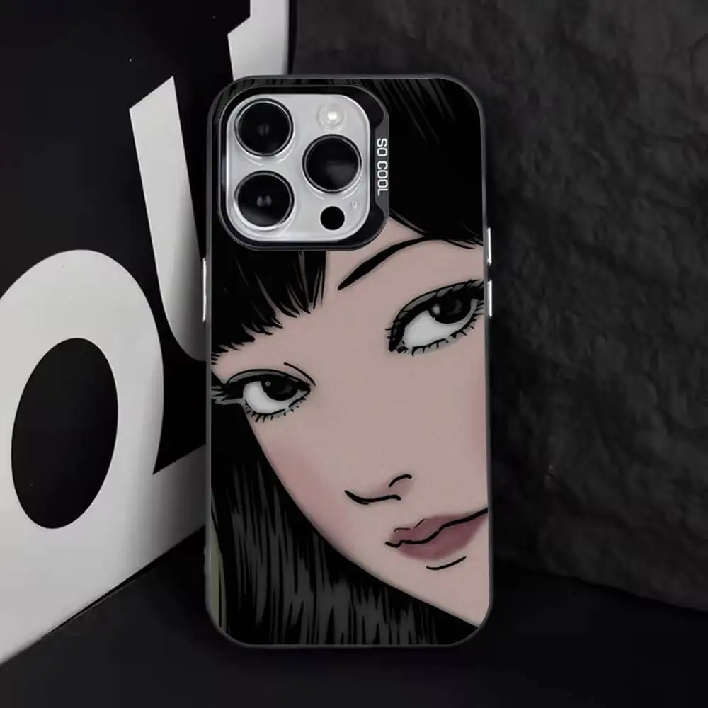 Casing HP Comics J-Junji Ito T-Tomie Untuk iPhone 17,16,15,14,13,12,11,Pro,Max,Plus,E,Air,Mini Bahan Tpu Hitam