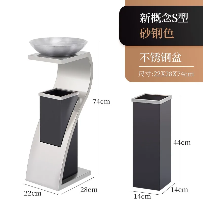 Copper-Colored Large Opening Trash Bin Titanium Gold Stainless Steel Garbage Can Ashtray for Restaurant Hotel Waste Container