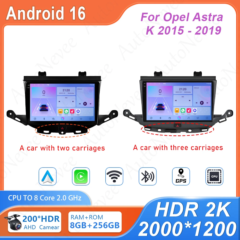 Android For Opel Astra K 2015 - 2019 Head Unit High-performance 4G Wifi BT Multimedia Player QLED Screen Dash Cam Car Dvd Auto
