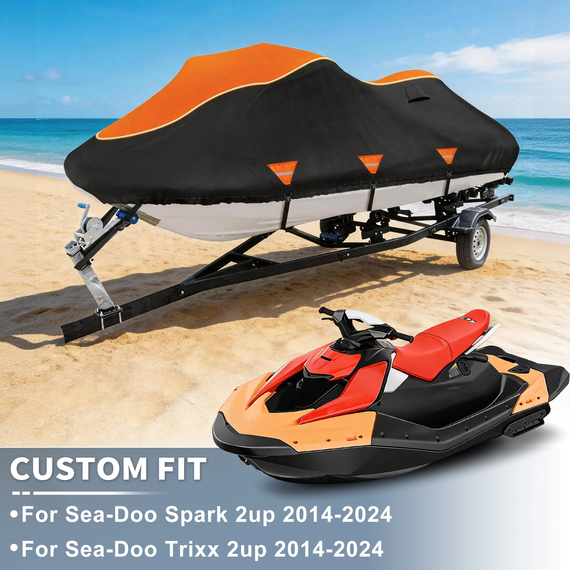 UXCELL Waterproof Oxford for Jet Ski Cover Waterproof for Sea-Doo Spark 2up 2014-2024 for Sea-Doo Spark 3up 2014-2024