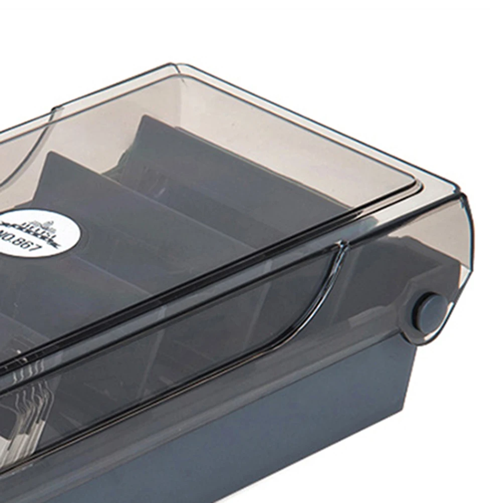 

Large Capacity Business Card Box Smoke-Color Lid Holds 500 Cards Expandable Storage Dustproof Office Organizer Name File