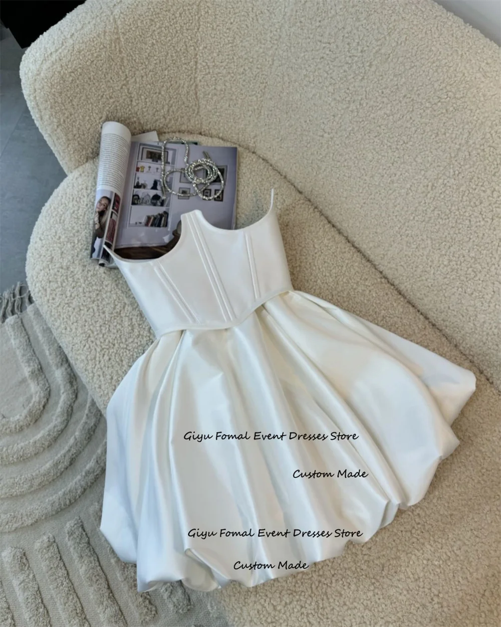 

Giyu Modern Style A-line Mini Wedding Dress 2024 Sweetheart Collar Draped Short-length Above knee Vestidos De Novia Party Dress