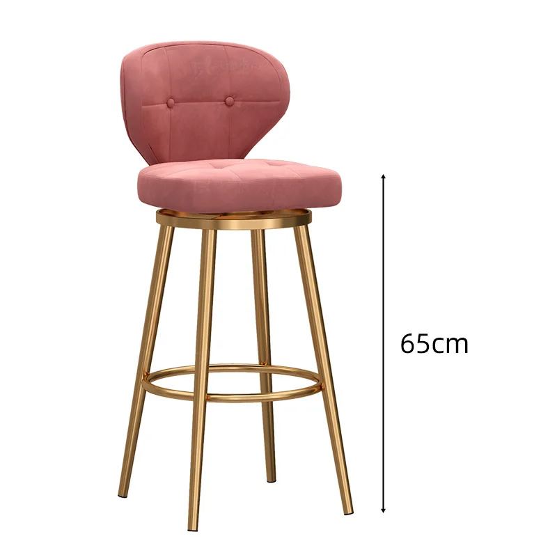 Minimalist Rotating Nordic Bar Stools Reception Manicure Island Kitchen Counter Stools Luxury Backrest Cadeiras Furniture XR50BY