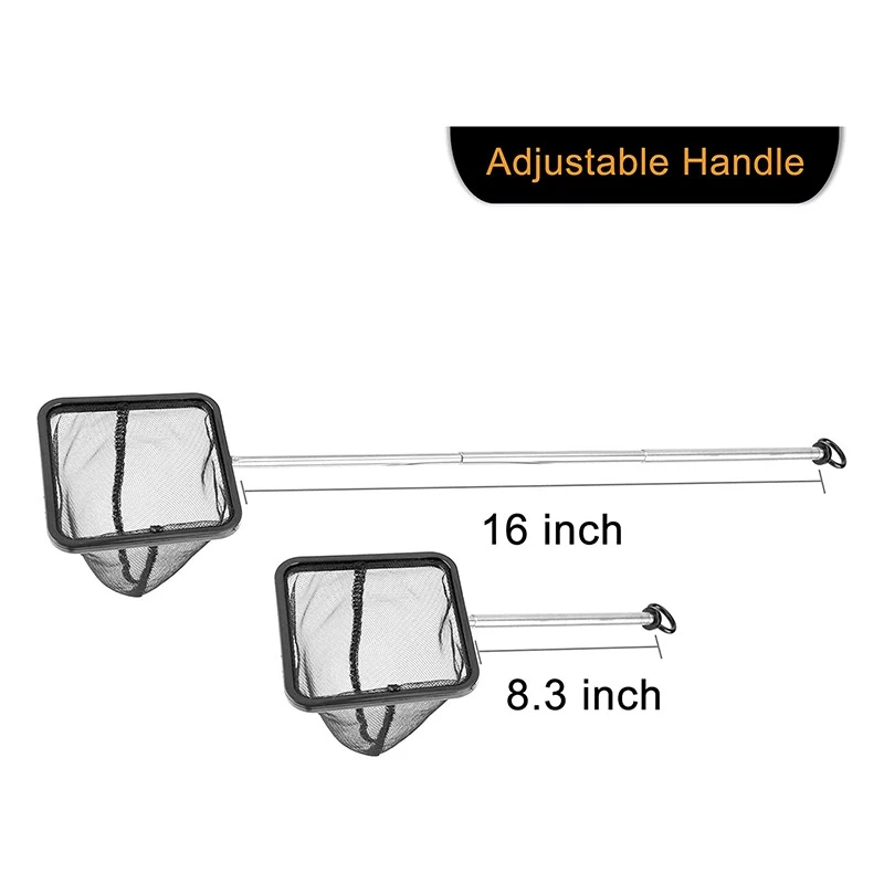 Aquarium Fish Net with Extendable Stainless Steel Long Handle, Fine Mesh Fish Net for Fish Tank HOT