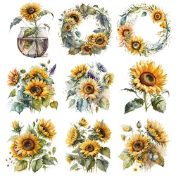 Watercolor Sunflower Plant Flower DTF Heat Transfer Sticker Clothes application Iron-on Vinyl Patches DIY Clothing T-Shirt Jacke