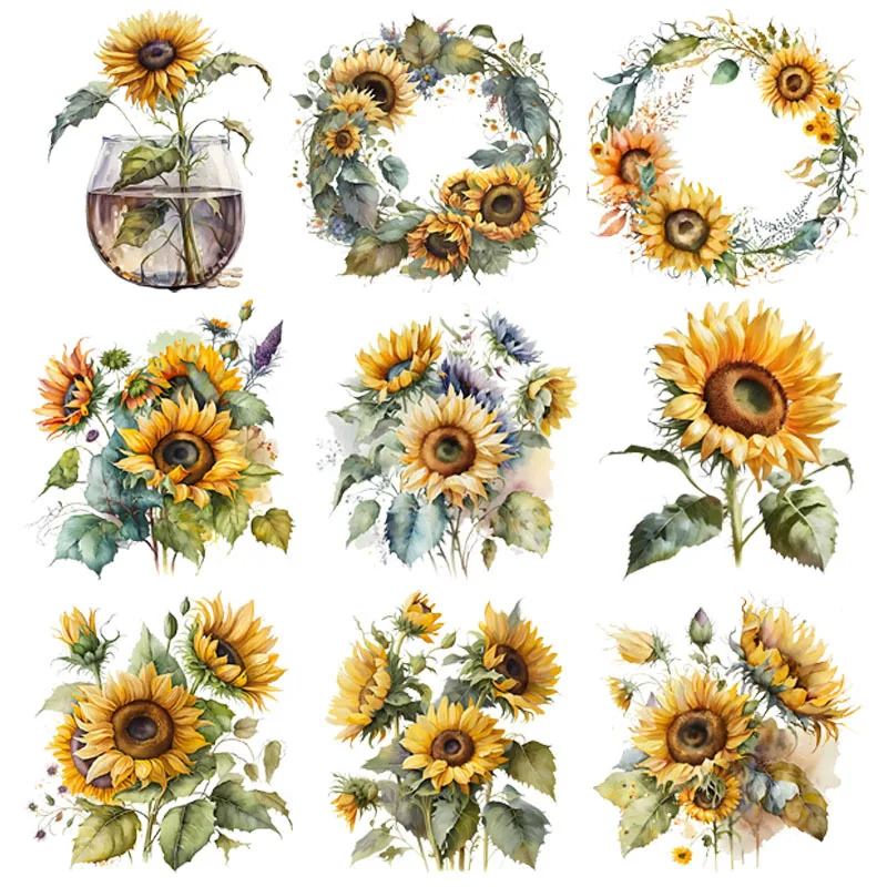 Watercolor Sunflower Plant Flower DTF Heat Transfer Sticker Clothes application Iron-on Vinyl Patches DIY Clothing T-Shirt Jacke