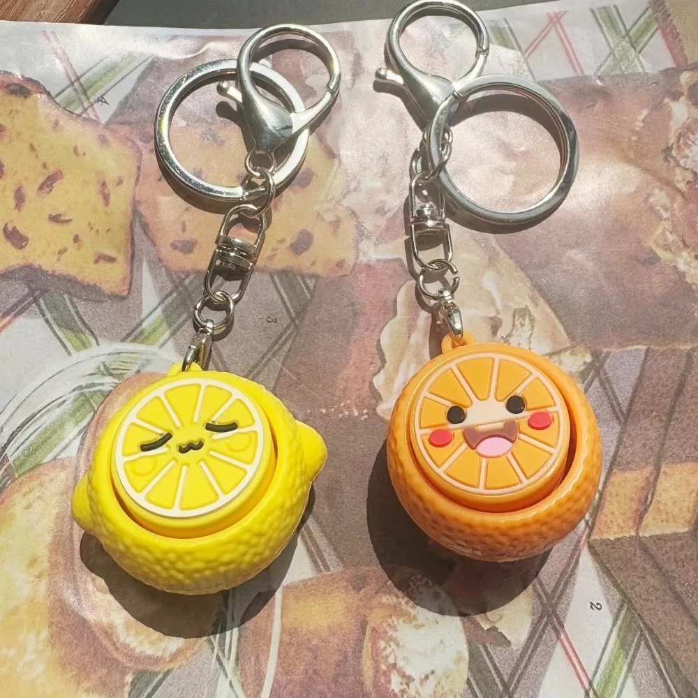 Fun Anti-Stress Simulated Fruit Keychain Button Key Cap Silicone Fidget Keychain Toy Hanging Ornament Clicker Pendant Bag Charm