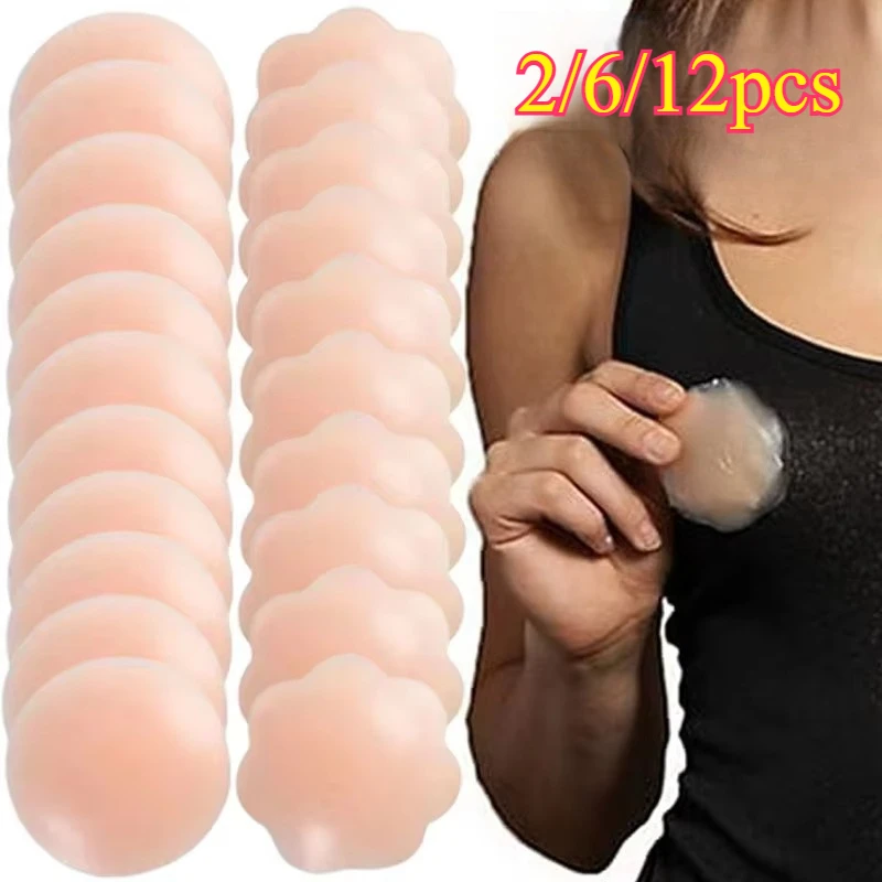 

12pcs Reusable Silicone Nipple Cover for Women Bra Sticker Breast Petal Strapless Bra Invisible Boob Pads Chest Pasties Intimate
