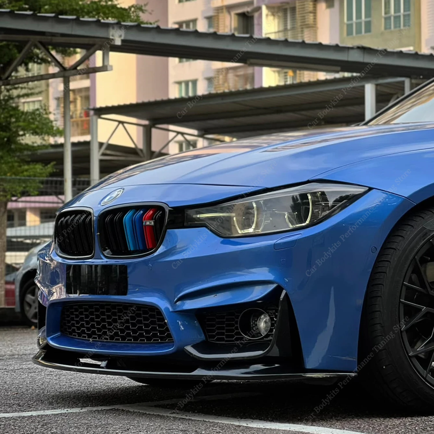 MP Style Front Bumper Splitter Lip Spoiler Diffuser Bodykits Cover Guard For BMW F30 With Aftermaket M3 Bumper 2012-2019 Tuning