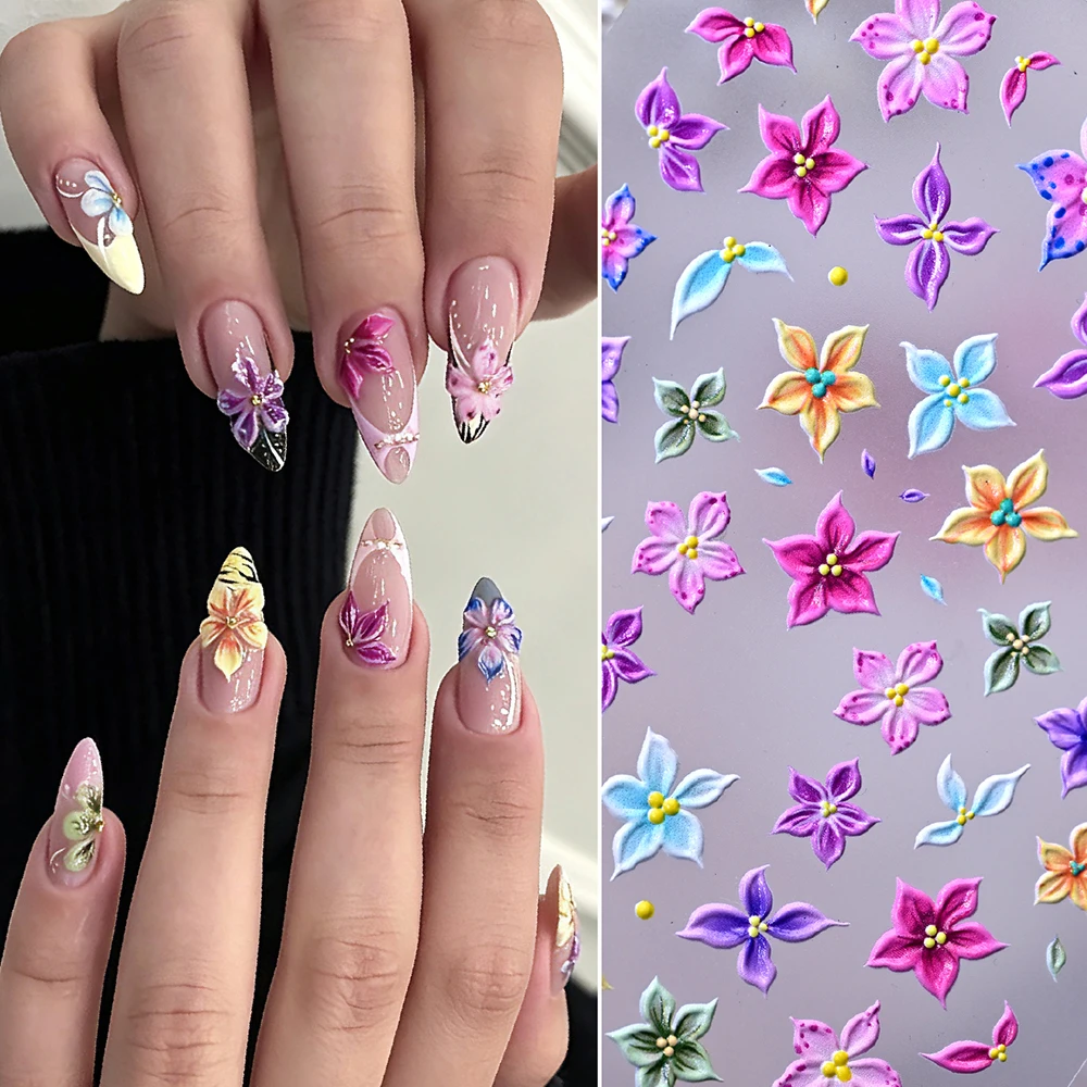 1枚入り 5D エンボス加工 オムブレピンク ユリの花 ネイ - Nail Art Ombre Pink のレビューと価格
