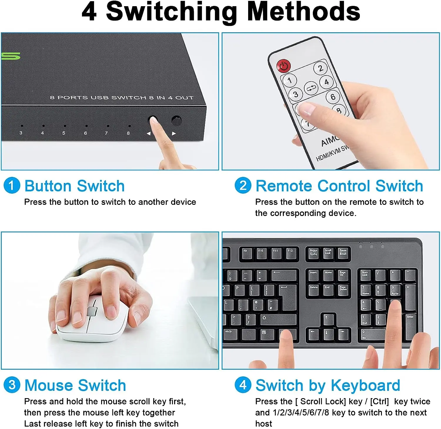 Imagem -05 - Aimos-usb Impressora Sharer Switcher Hub em Out pc Sharing Dispositivos Usb Caixa para Mouse Teclado Scanner Etc.