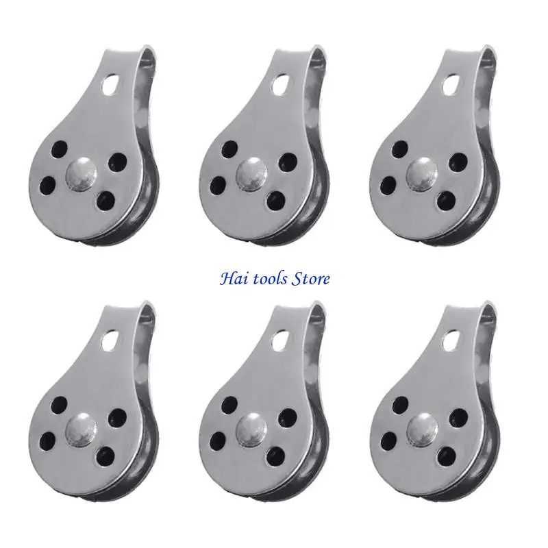 X37E 2x Stainless Steel Pulley Single/Double Wheel Lifting Rope Pulley Set