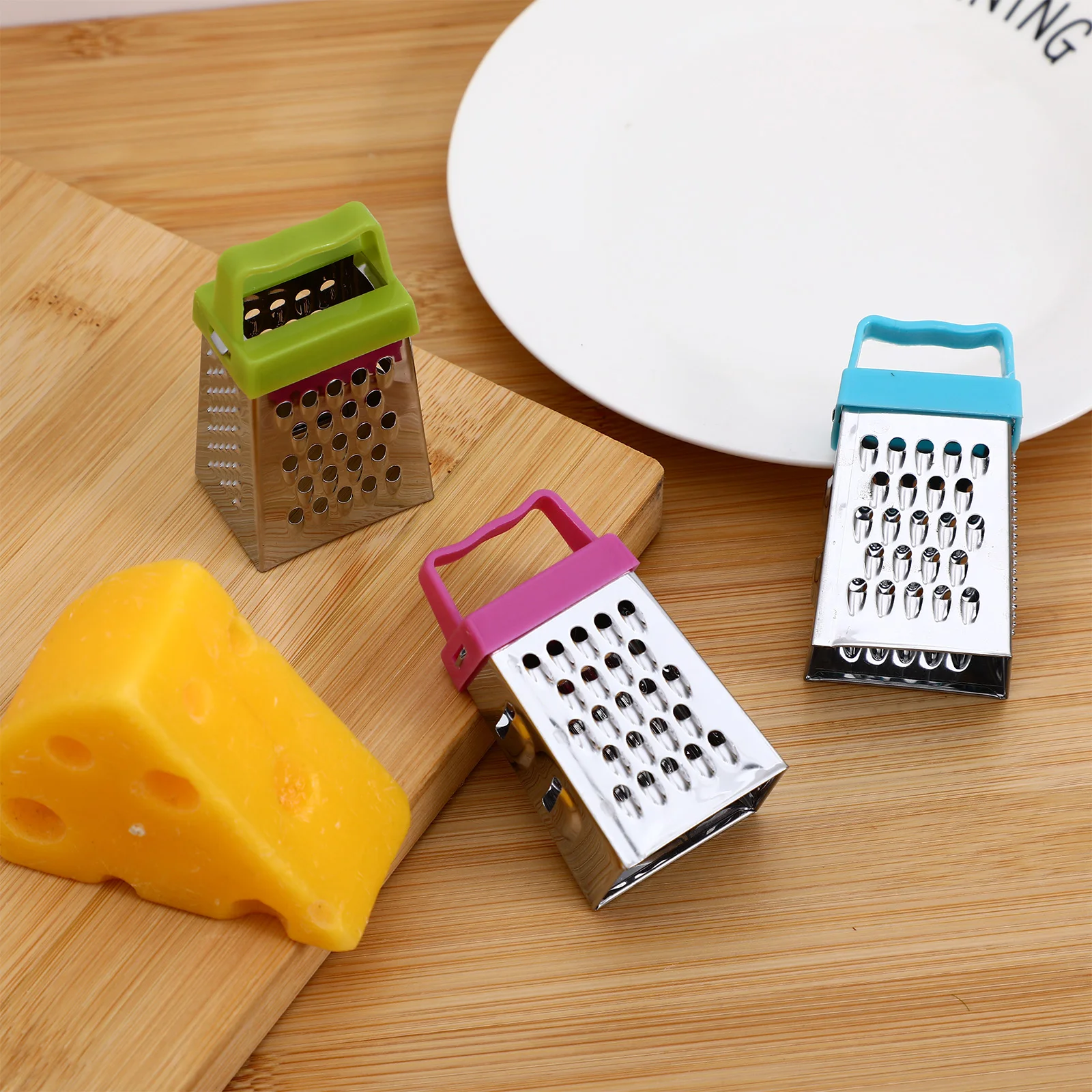 3Pcs Mini Stainless Steel Grater Vegetable Cutter Cheese Grater Handheld Box Slicer Multifunctional Kitchen Tool