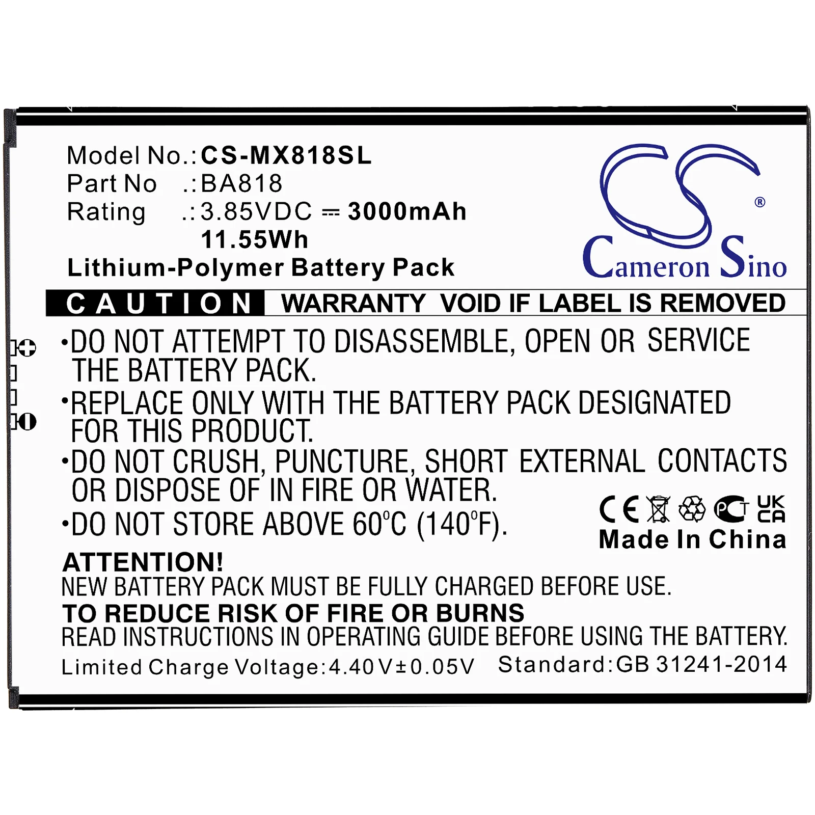 Li-Polymer Mobile, SmartPhone Battery for Meizu,3.85v,3000mAh,C9,M818H,C9 Pro,M819H,M1818,M1819,BA818