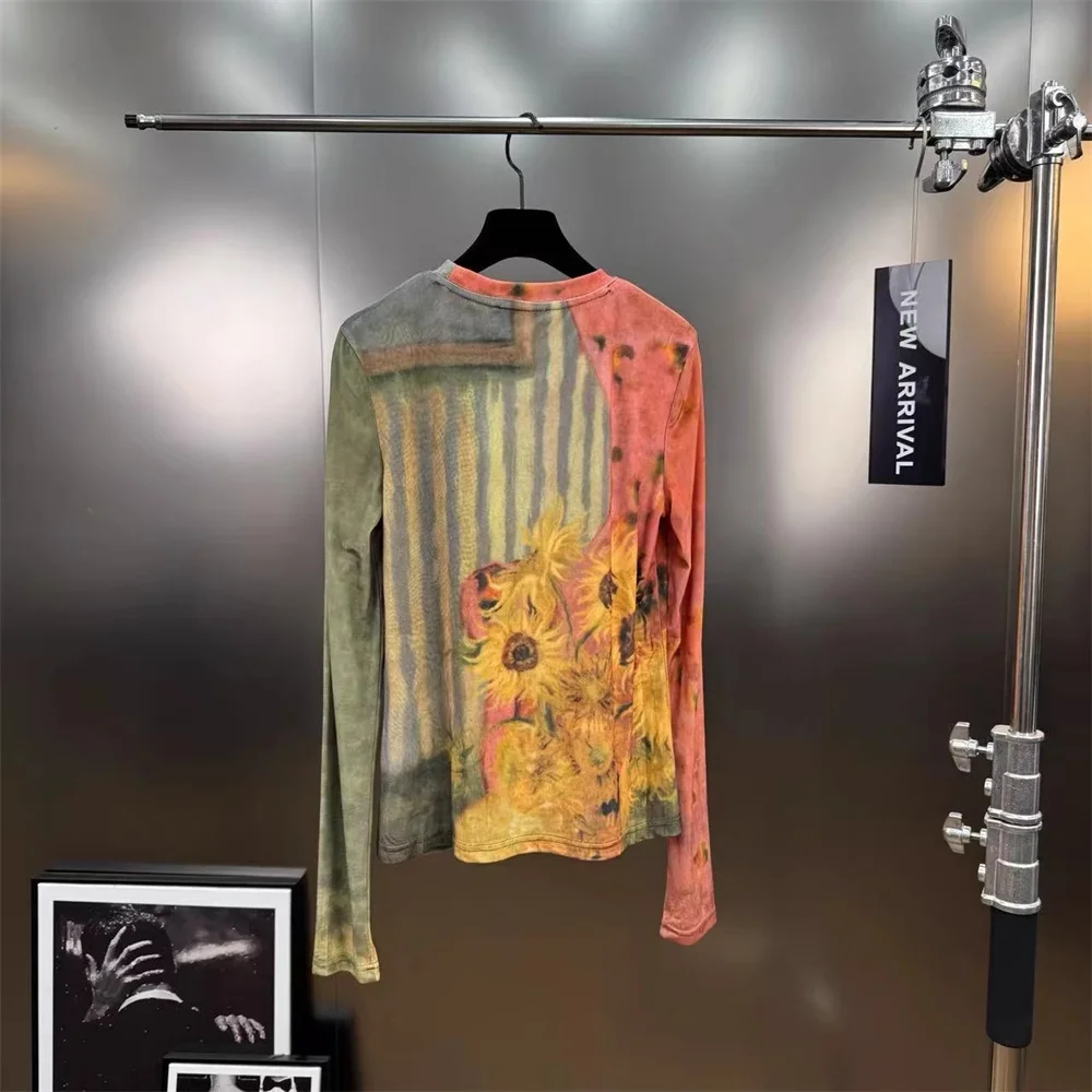 2025 Women's Fashion T-shirts, Shirts, Mesh, 3D Printing, Corsets, Tops, Pullovers, y2k New, High-quality, Long-sleeved T-shirts