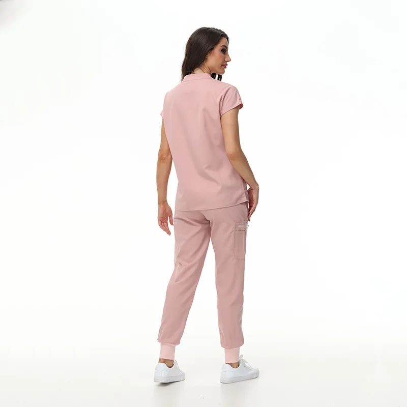 여러 가지 빛깔의 간호사 유니폼 손 씻기 옷 여성 정장 스탠드 업 칼라 슬림 얇은 치과 병원 애완 동물 가게 의료