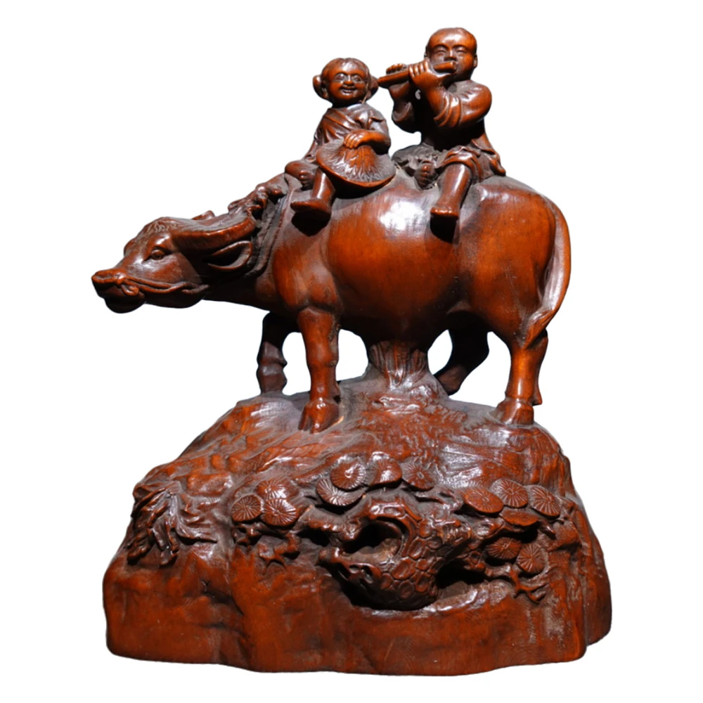 Ornements en bois, figurine sculptée, sculpture, garçon, fille, artisanat décoratif oriental, prospérité, harmonie, paix, abondance, bonheur, fortune