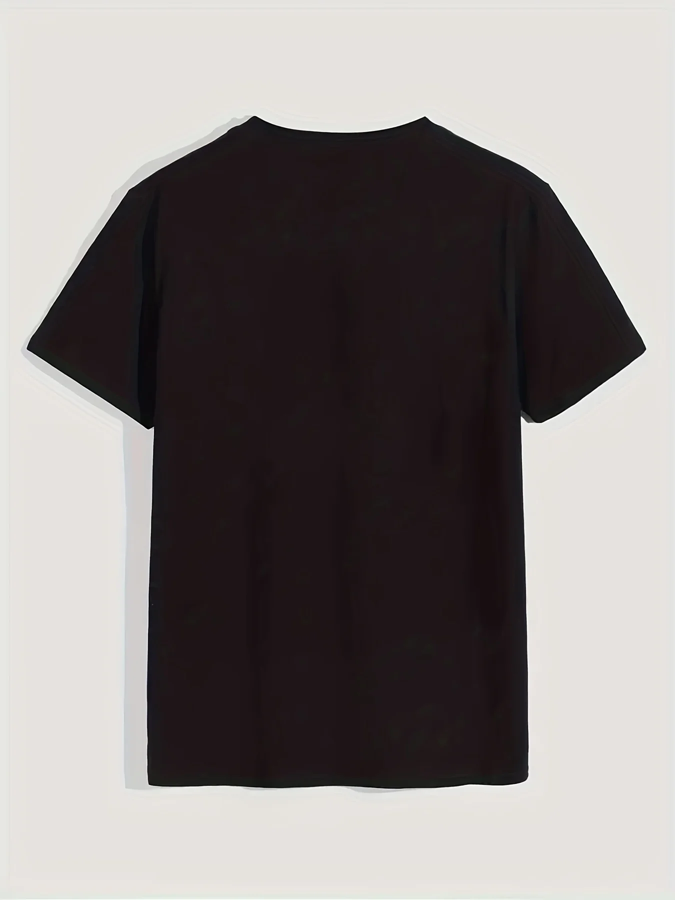 Men's Summer Casual Loose Size 100% Cotton Black Print Round Neck Short Sleeve T-shirt Top image 2