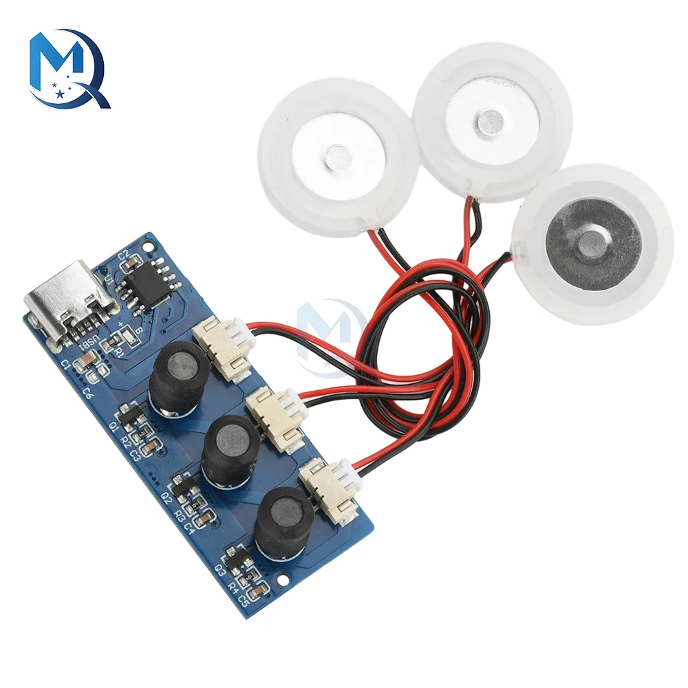 DC 5V Dual Spray Three Spray Electrified Direct Spray No Switch Ultrasonic Atomizer Humidifier Module Type C
