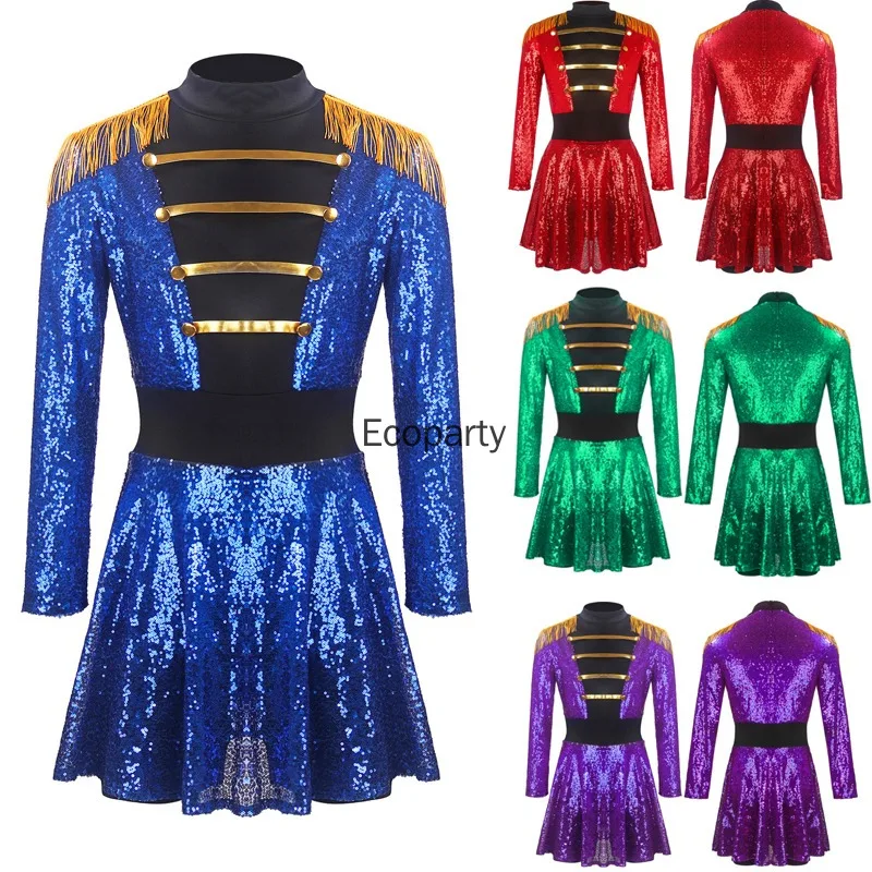 Nuevo disfraz de Director de circo para mujer, disfraz de maestro de ceremonias de Carnaval de Halloween, vestido de baile de Ballet con borlas de lentejuelas