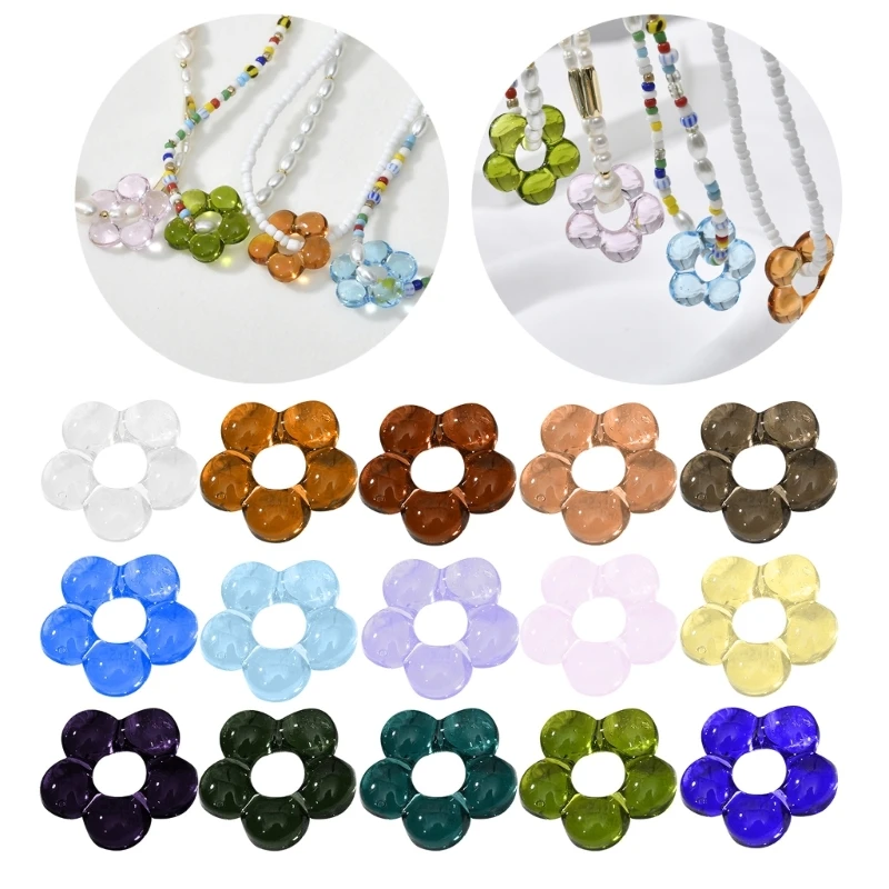 Mini Glass Flower Charm Pendants Loose Charm Beads Jewelry Making Accessories DIY Wedding Party Decoration Supplies