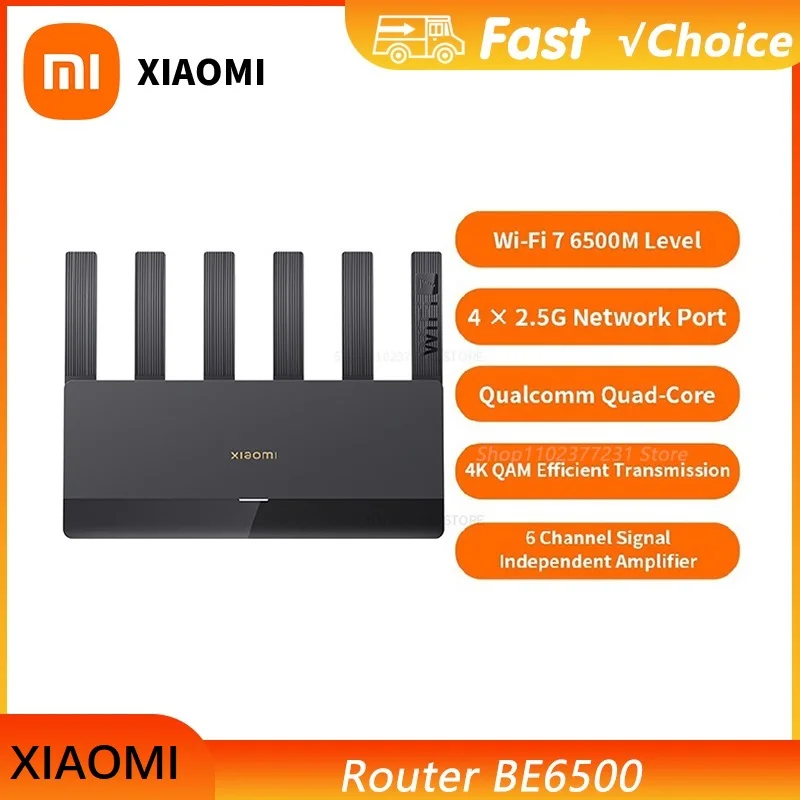 

NEW XIAOMI WiFi7 Router BE6500 2.4/5GHz Duan Bands 160Mhz 6453Mbps Mesh Networking Acceleration 2.5G Ethernet Port 6 antennas