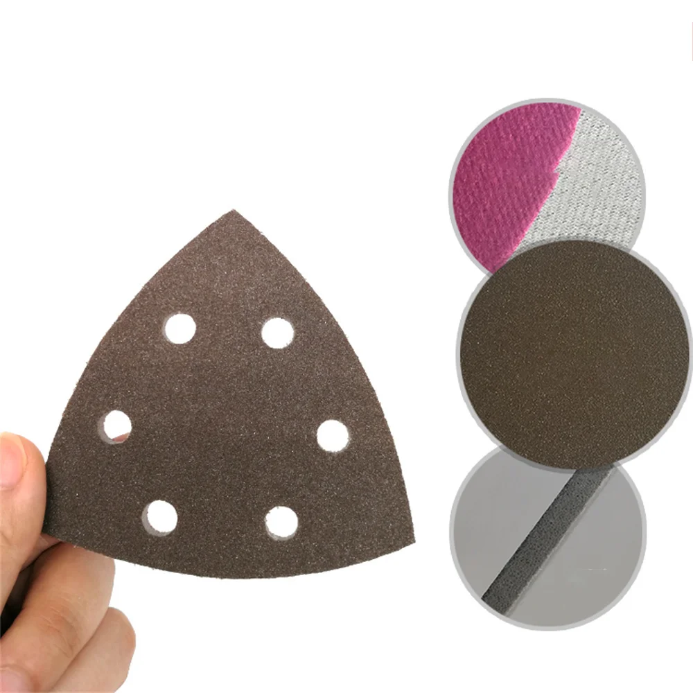 5 Pcs 6 Hole 90*90*90mm Sponge Red Sanding Sheets Triangle Sandpaper Hook Loop 300-2000 Grit Abrasive Sanding Disc For Polishing