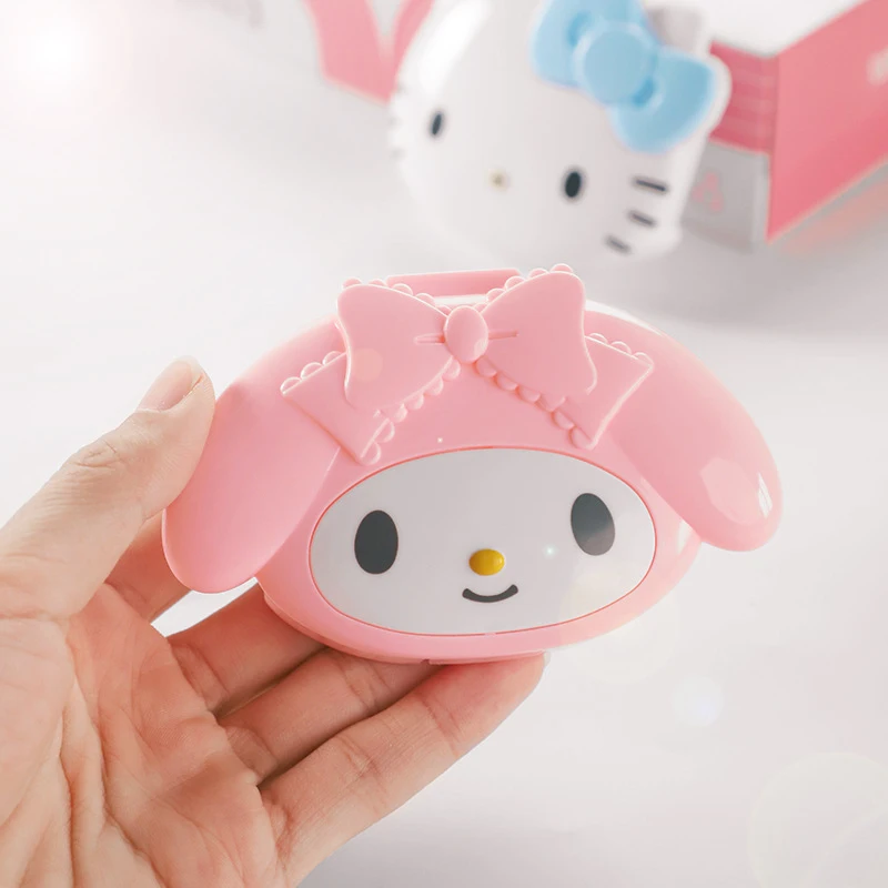 صندوق حبوب دواء صغير محمول من سانريوس هيلوكيتي، منظم دواء ميلودي لطيف، حاوية تخزين أقراص، صندوق توزيع للأدوية