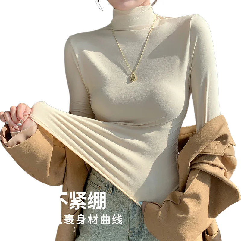 Abbigliamento da donna Collo a lupetto Abbigliamento interno Autunno e inverno Strato base Auto-coltivazione Tenere al caldo Capispalla Maniche lunghe T-shirt Top