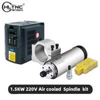 1.5KW ER11 Air Cooling Spindle 65mm 24000rmp Round Spindle + Mount Clamp + YL620A VFD Inverter For CNC Engraver Milling Router