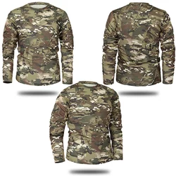 Long-sleeved tactical camouflage T-shirt men's spring and autumn quick-drying military shirt imitation cotton material