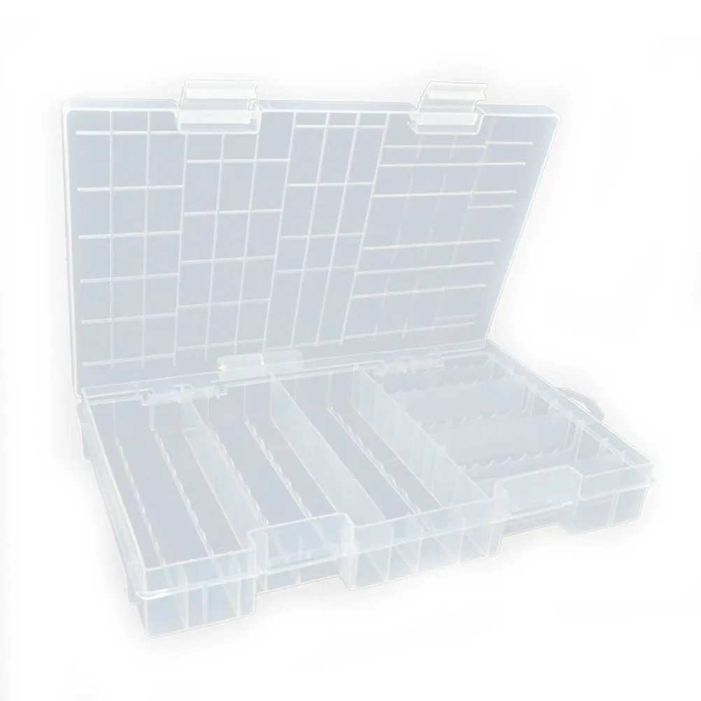 Double Layer Transparent Battery Storage Box Organizer Holds 60 Aa 4 Aaa Batteries Compact Lightweight with Handle for Home