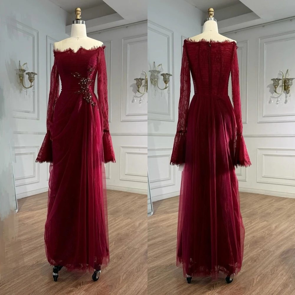 

Customized High Quality Evening Dress Applique Pleat Lace Off-the-shoulder Long Dresses Bespoke Occasion Elegant Party Wedding