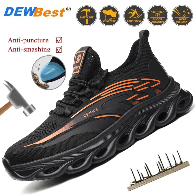 Four seasons men's breathable wear-resistant safety protection shoes anti-smash steel head anti-slip anti-stabbing work shoes