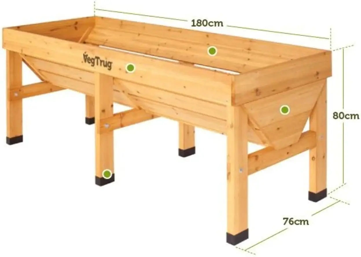 VTNMD 0367 USA 1.8m Raised Planter, large, Natural