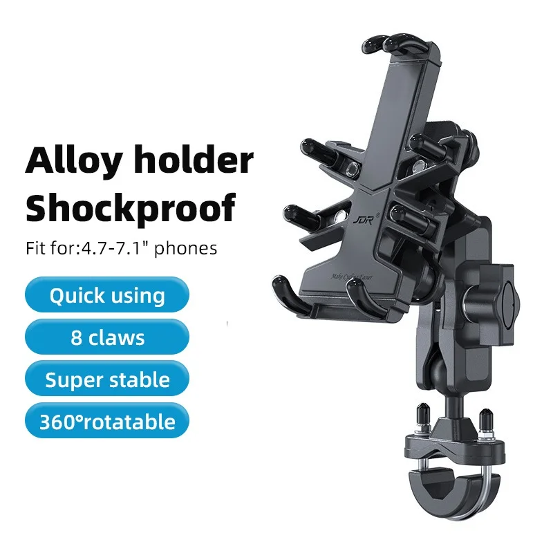 

Aluminum Shock-absorbing Motorcycle Mobile Phone Holder Handlebar Rearview Mirror Cell Phone Stand for 4.7-7.1 inch phones