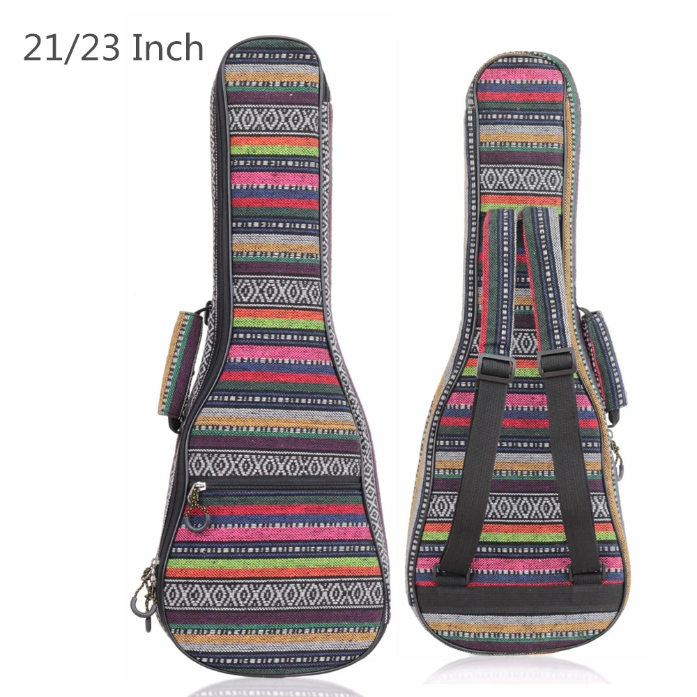 

21 23 Inch Ukulele Bag Case Folk Style Knitted Backpack Case 10mm Cotton Padding Adjustable Shoulder Strap Ukelele Gig Bag