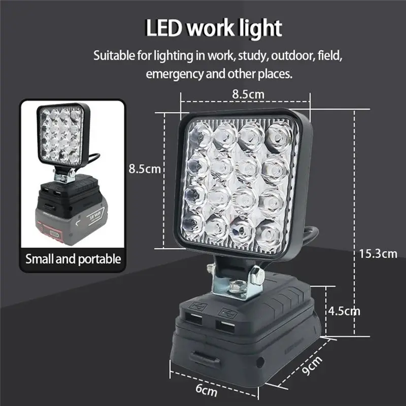 ABZZ-16 LED Work Light Spotlights Outdoor Work Fishing Handheld Emergency Tool Light For 18V Lithium Battery