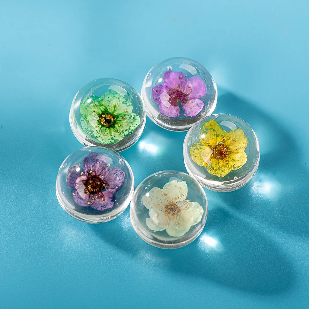 15mm-16mm 5pcs No-Hook Glass Ball And Flowers For DIY Earrings Bracelet Choker Necklace Jewelry Making Beads #IZ213
