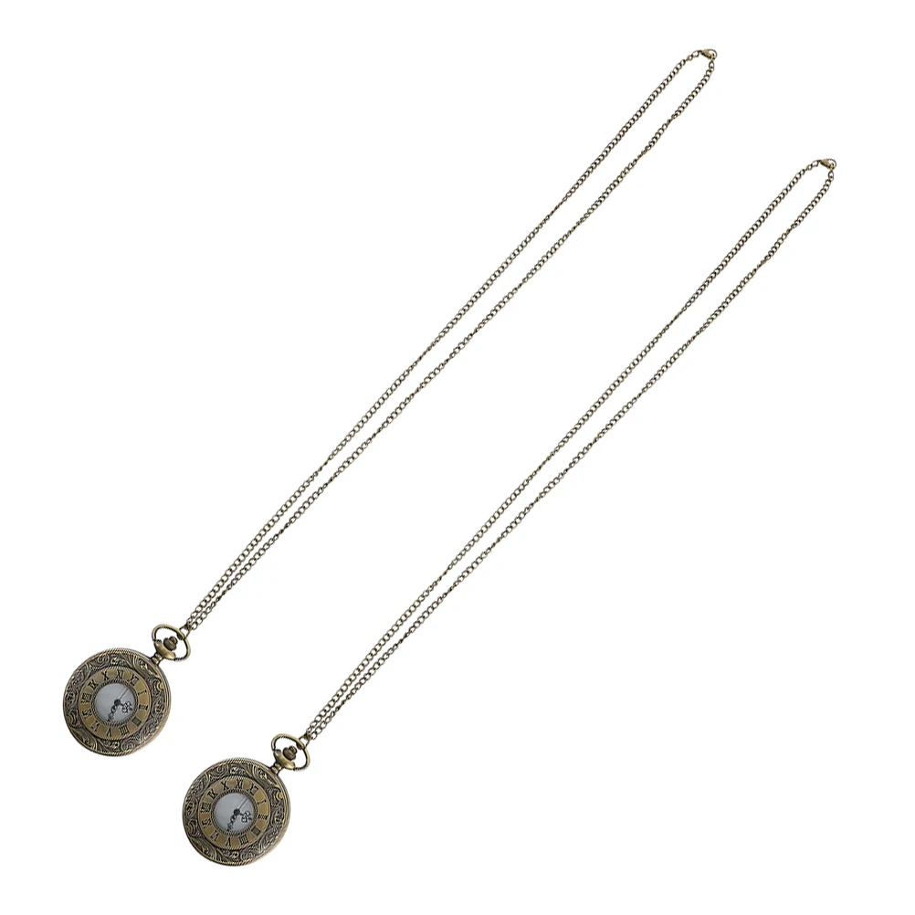 2 шт., карманные часы в стиле ретро в стиле стимпанк, римские цифры, кварцевый механизм, винтажная одежда, износостойкие мужские подвесные часы для особых случаев