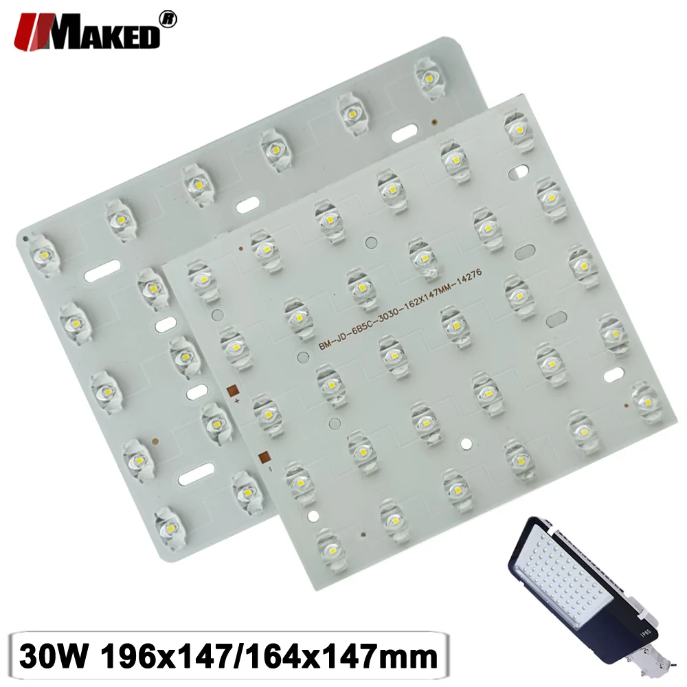 LED Street Light Plate 30W Aluminum PCB With SMD3030 San'An Chip Supper Bright 140-150LM/W Add Len For Outdoor Lamps Replace DIY