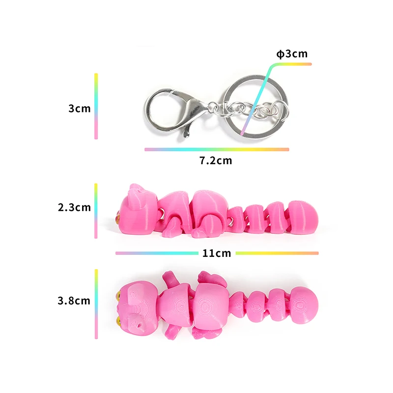 ثلاثية الأبعاد مطبوعة مفصلية محظوظ القط المفاتيح الكرتون متعدد الألوان المنقولة حلقة رئيسية على ظهره اكسسوارات الديكور هدايا عيد الميلاد #6