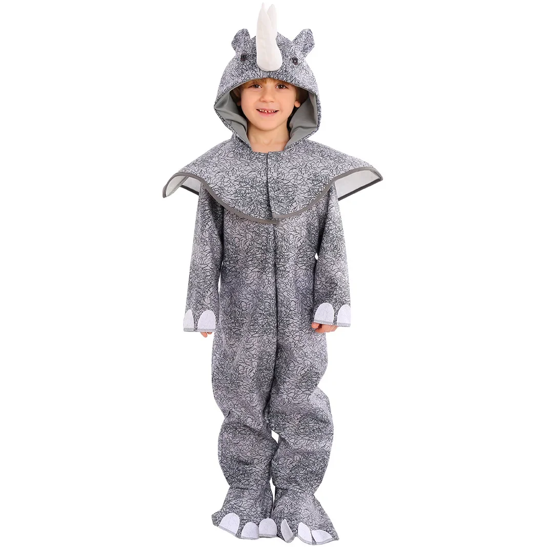 Bambini Animal Rhino tuta School Party Stage Show Performance ruoli gioca Outfit bambini ragazzi ragazze Halloween costumi Cosplay