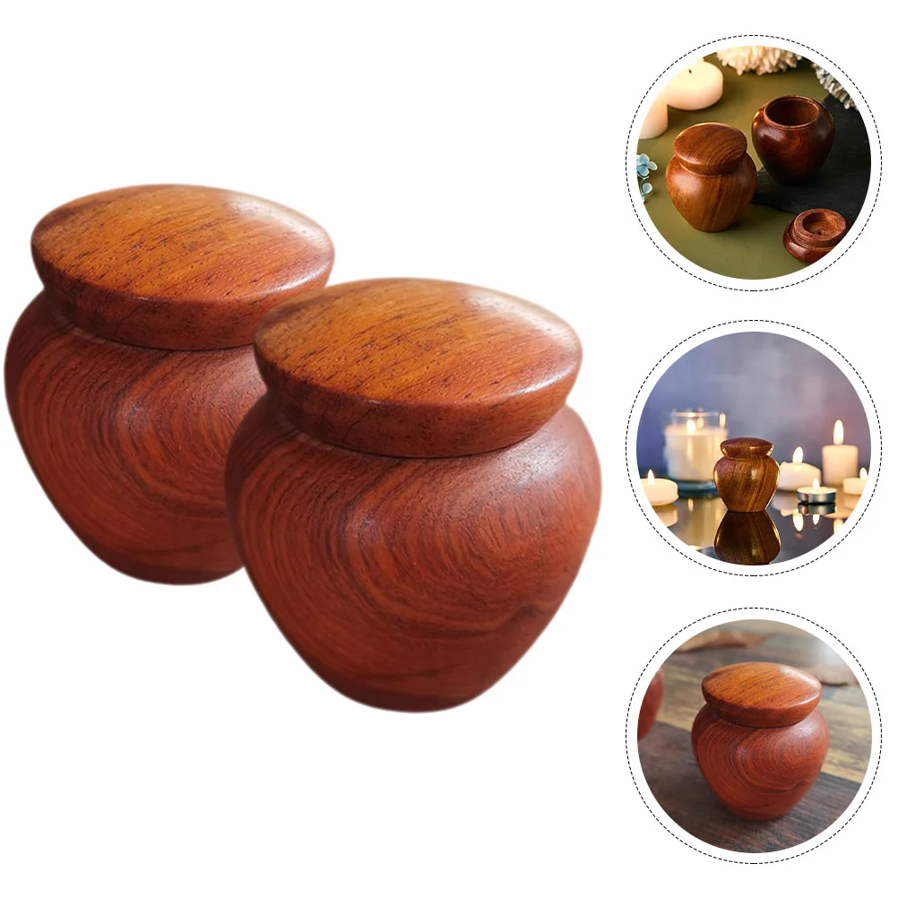 

2 Pcs Carpet Cleaner Wooden Airtight Jar Urn Mini Keepsake Portable Urns for Human Ashes