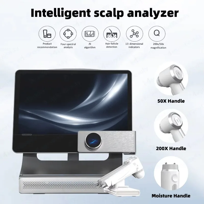 2026 New Tech Scalp Analysis Hair Follicle Detection Beauty Device 200x Microscope 13 Indicator Lights Hair Scalp Analyzer