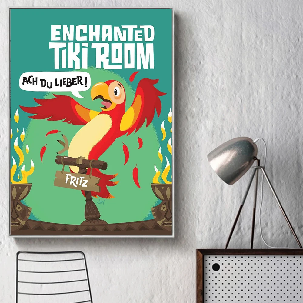 

Постер с изображением аттракциона Walt Disney World Enchanted Tiki Room Adventureland, винтажный принт, картина на холсте, декор для стен, Диснейленд