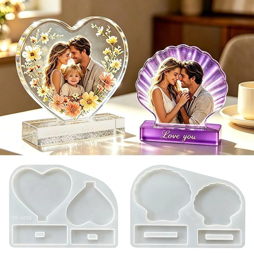 Heart Shape Silicone Mold Creative Flexible Picture Frame Mold Easy Demolding Durable Crafts Casting Molds Home Desk Decoration